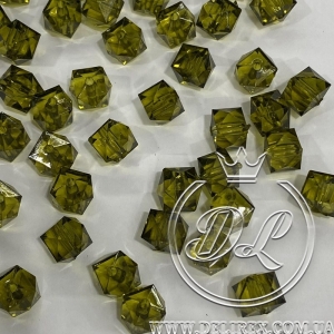 Кришталь куб 10 мм, оливкова V-67