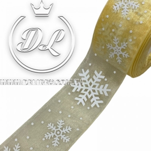 Органза 2.5 см "Сніжинка біла", молочна