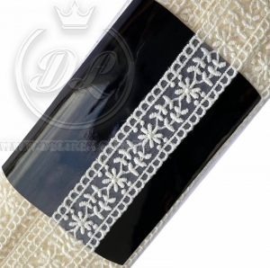 Мереживо з органзою  2.3 см (D30104),  молочне