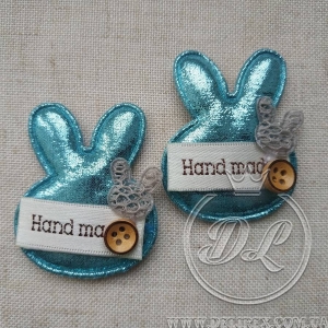 Аплікація "Зайчик Hand made", бірюзовий -20 шт.