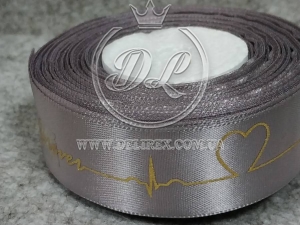 Атлас 2.5 см "Love you forever", сірий