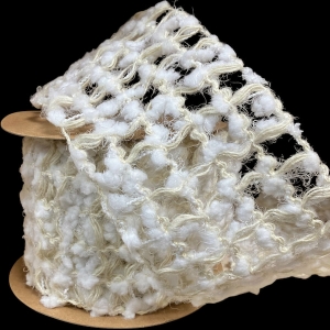 Стрічка мішковина з флоком (С30472), 10 см біла