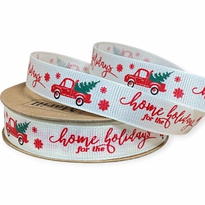 Репс  новорічний 1.5 см , Home Holidays  машинка на молочному (D30353-008)