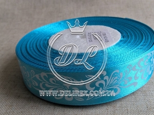 Атлас 2.5 см "Орнамент", блакитний