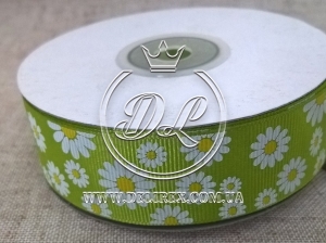 Репс "Ромашки" 2.5 см, на оливковому