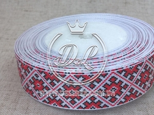 Репс 2.5 см "Орнамент-Ромб", червоний