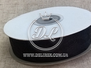 Атлас + мереживо 2.5 см, чорне