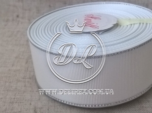 Репс з люрексом 4 см (срібло) білий