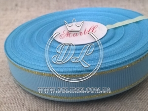 Репс з люрексом 1.5 см (золото), блакитний