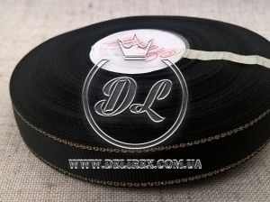 Репс з люрексом 1.5 см (золото), чорний