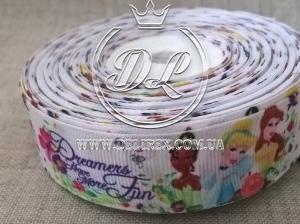 Репс 2.5 см принцеси Dreamers на білому