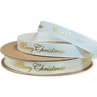Репс  новорічний 1 см , Merry Christmas на молочному (D30368-008)